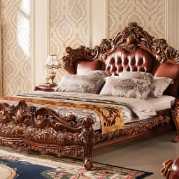 Beauty Simple Bed Leather Princess Adult Aesthetics Design Square Bed Queen Sleeping Modern Ergonomic Muebles Unique Furniture