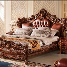 Beauty Simple Bed Leather Princess Adult Aesthetics Design Square Bed Queen Sleeping Modern Ergonomic Muebles Unique Furniture