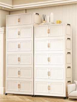 Thickened MultiFunctional Storage Cabinet with Double Doors for Home Living Room Multiple Layers Room Organizer for Miscellaneou
