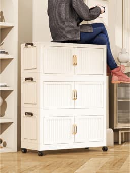 Thickened MultiFunctional Storage Cabinet with Double Doors for Home Living Room Multiple Layers Room Organizer for Miscellaneou