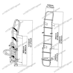 RV Aluminum Alloy RV Rear Climbing Ladder Multi-purpose Folding Ladder Outdoor Anti-skid Mounting Ladder Suitable for Caravan