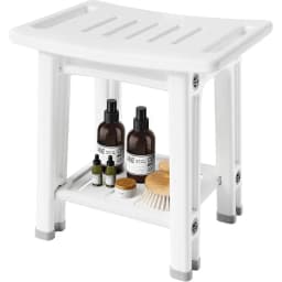 1PC Shower Stool Shower Bench Stool With Storage Shelf Household Waterproof Bathroom Spa Shower Seat Stool For Bathroom Home Use