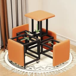 -For Small Velvet Seat Storage Foldable Leather 5 in 1 Home Modern Stools Ottomans Living Room Interior Chairs Sets&