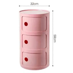 Bedside Table with Drawers Small Round Side Table Storage Cabinet Plastic Side Cabinet Nightstand for Bedroom Living Room