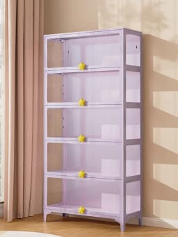 LEGO Figure Display Cabinet Iron Bookcase with Glass Door Millet Blind Box Storage Showcase Dust Storage Cabinet