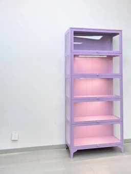 LEGO Figure Display Cabinet Iron Bookcase with Glass Door Millet Blind Box Storage Showcase Dust Storage Cabinet