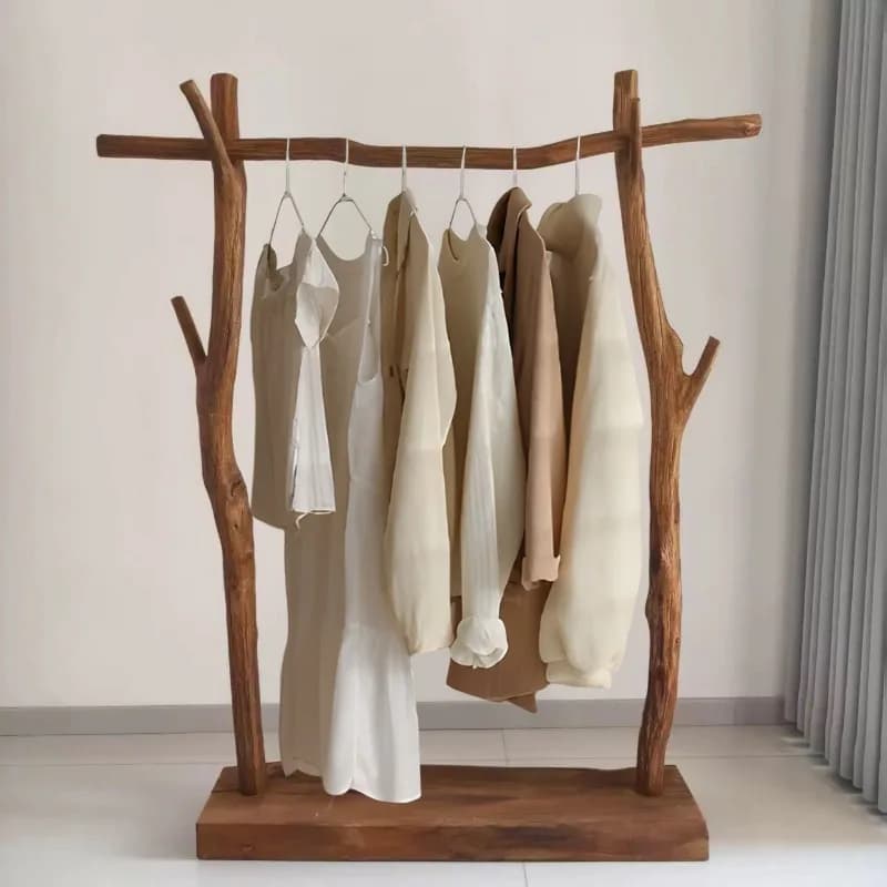 Wood Boutique Clothes Racks Drying Display Stylish Japandi Design Clothes Rack Hotel Modern Colgadores De Ropa Room Furniture