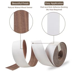 Double-Sided Adhesive Backing Walnut Edge Banding 3/4 inch 2inch Real Wood Tape Banding for Furniture Restoration/Cabinet Repair