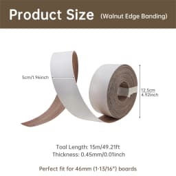 Double-Sided Adhesive Backing Walnut Edge Banding 3/4 inch 2inch Real Wood Tape Banding for Furniture Restoration/Cabinet Repair