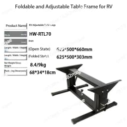 Camper Van Folding Table Frame with Adjustable Legs - Space-Saving Convertible Desk & Bed System for RV Interior Upgrade