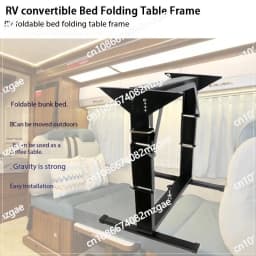 Camper Van Folding Table Frame with Adjustable Legs - Space-Saving Convertible Desk & Bed System for RV Interior Upgrade