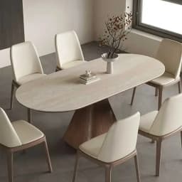 Modern Solid Wood Dining Table Rock Slab Walnut Ash Household Dining Table Combination Rectangular Marble Dining Room Furniture