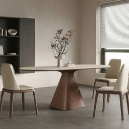 Modern Solid Wood Dining Table Rock Slab Walnut Ash Household Dining Table Combination Rectangular Marble Dining Room Furniture