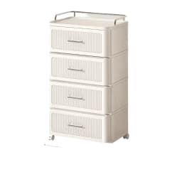 Drawer-Type Plastic Nightstand, No-Assembly 5-Drawer Storage Cabinet, Thickened Multi-Layer Movable Organizer for Bedroom