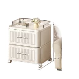 Drawer-Type Plastic Nightstand, No-Assembly 5-Drawer Storage Cabinet, Thickened Multi-Layer Movable Organizer for Bedroom