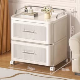 Drawer-Type Plastic Nightstand, No-Assembly 5-Drawer Storage Cabinet, Thickened Multi-Layer Movable Organizer for Bedroom