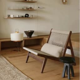 ZHome Designer Balcony Leisure Chair Solid Wood Retro Chair Nordic Living Room Rope Braided Solitary Wind Single Sofa Floor Chai