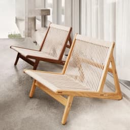 ZHome Designer Balcony Leisure Chair Solid Wood Retro Chair Nordic Living Room Rope Braided Solitary Wind Single Sofa Floor Chai