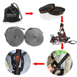 2PCS 3M Hammock Straps Extra Strong Lightweight Rope and 600lbs Breaking Strength Non-Stretch 12KN Carabiner