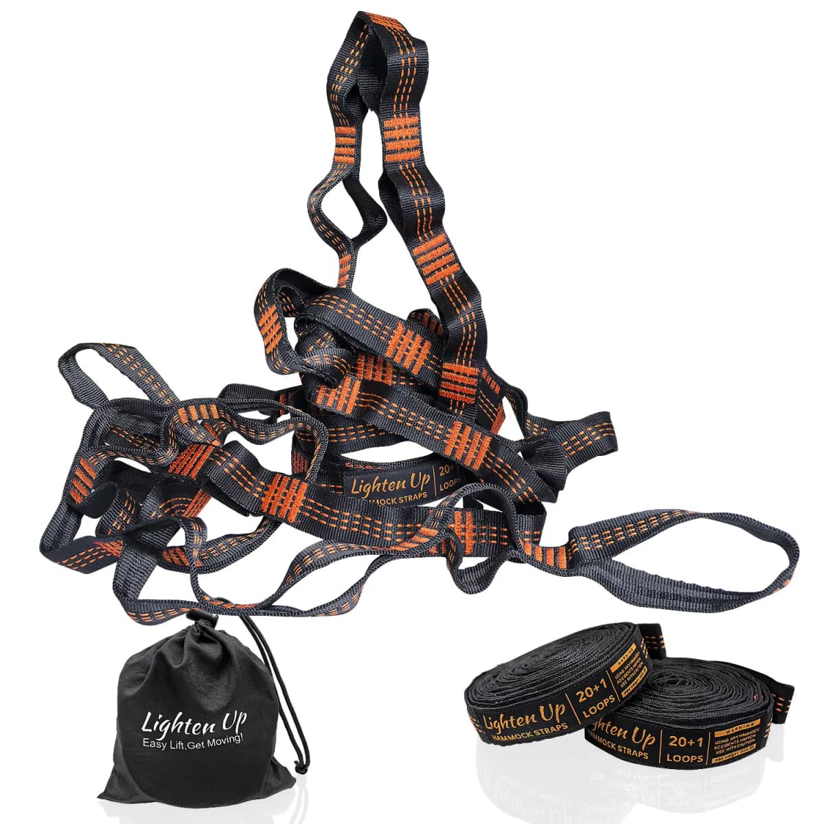 2PCS 3M Hammock Straps Extra Strong Lightweight Rope and 600lbs Breaking Strength Non-Stretch 12KN Carabiner