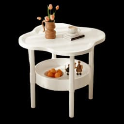 Trendy 40*40CM Side Table Plastic Samll End Table With Storage Easy to Assemble Bedside Table for Living Room