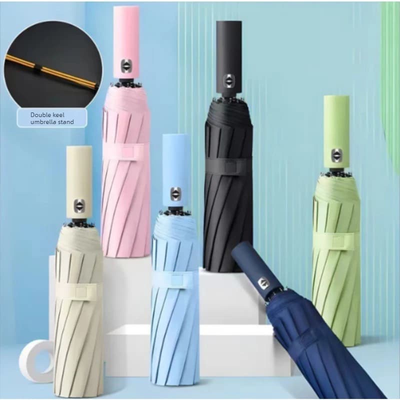 Best-selling sun protection and shade umbrella with double ribs, folding rain and sun umbrella with UV protection function