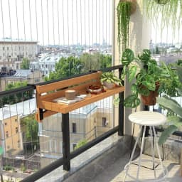 Flower Stand Balcony Guardrail Creative Leisure Small Bar Table Solid Wood Apartment Foldable Home Guardrail Hanging Bar Table