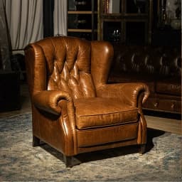 American retro single chair oil wax leather single sofa medieval leisure chair high-end living room home chair