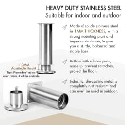 Heavy Duty Mental Furniture Legs, Stainless Steel Tapered Feet - Replacement Legs for Couch, Sofa, Bed Frame, Cabinet, Desk, TV