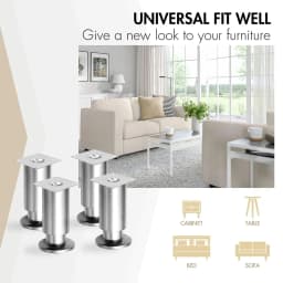Heavy Duty Mental Furniture Legs, Stainless Steel Tapered Feet - Replacement Legs for Couch, Sofa, Bed Frame, Cabinet, Desk, TV
