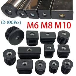 2-100Pcs M6 M8 M10 Square/Round Nut Plug With High Foot Pad Nut Tube Plug Home Foot Pad Balance Adjustable Wheel Sleeve