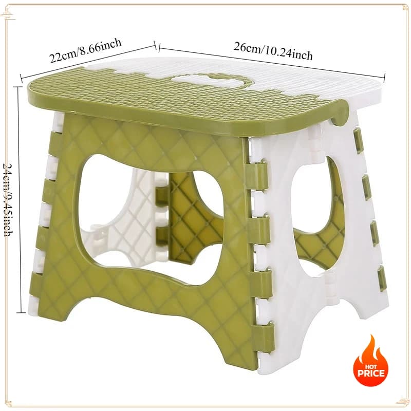 Lightweight portable thickened plastic folding stool - great for kids, great train stool, and space-saving furniture