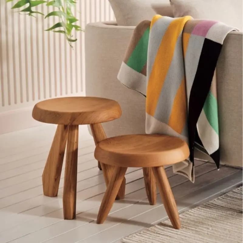 Household solid wood small round stool, portable low stool for living room and bedroom, shoe changing stool