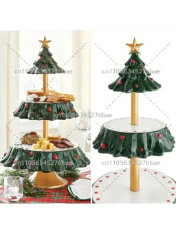 Festive Christmas Tree Resin Fruit Snack Rack Dessert Plate Bowl Holder Table Divider - Kitchen Storage Organizer