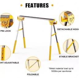 Foldable metal saw frame saw horse 250KG multi-functional iron portable work table iron Trojan horse construction site