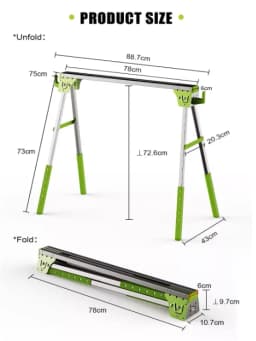 Foldable metal saw frame saw horse 250KG multi-functional iron portable work table iron Trojan horse construction site