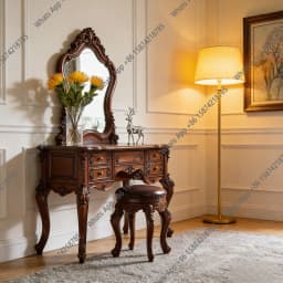 V European Bedroom Solid Wood Retro Dressing Table American Carved Small Apartment Dressing Table