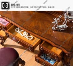 V European Bedroom Solid Wood Retro Dressing Table American Carved Small Apartment Dressing Table