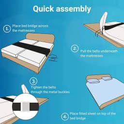 Twin to King Bed Converter Bed Bridge, No-Slip Gap Filler for Adjustable Beds, Mattress Connector for Couples Families