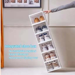 1/3/6 Layers Foldable Shoes Storage Box Transparent Sneaker Shoes Box Stackable Dustproof Cabinet Shoe Organizers Rack Shelf