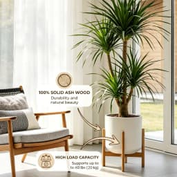 Adjustable Wooden Plant Stand、Bonsai Stand、Home Decor Flower Pot Stand for Living Rooms、Balconies and Gardens With Non-Slip Pad