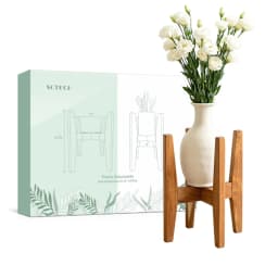 Adjustable Wooden Plant Stand、Bonsai Stand、Home Decor Flower Pot Stand for Living Rooms、Balconies and Gardens With Non-Slip Pad