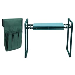 Folding Portable Iron Garden Kneeling Stool, Square Outdoor Kneeler with Detachable Tool Pouch, Compact for Camping Hiking Trave