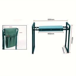 Folding Portable Iron Garden Kneeling Stool, Square Outdoor Kneeler with Detachable Tool Pouch, Compact for Camping Hiking Trave