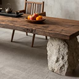 Wabi Silent Wind Old Wood Tea Table Wood and Stone with Large Board Tea Table Homestay Atmospheric Tea Table