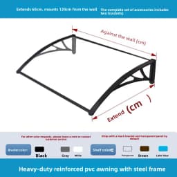 60 X 200 Cm Transparent Rain & Sun Canopy with Reinforced Plastic Brackets – Suitable for Windows, Balconies, Doorways and Eaves