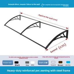 60 X 200 Cm Transparent Rain & Sun Canopy with Reinforced Plastic Brackets – Suitable for Windows, Balconies, Doorways and Eaves
