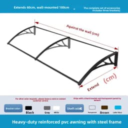60 X 200 Cm Transparent Rain & Sun Canopy with Reinforced Plastic Brackets – Suitable for Windows, Balconies, Doorways and Eaves