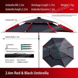 1.8-2.6m Double-Layer Fold Big Garden Parasol Windproof Umbrella Large Outdoor Umbrella for Beach Parasol Fishing Umbrella Shade