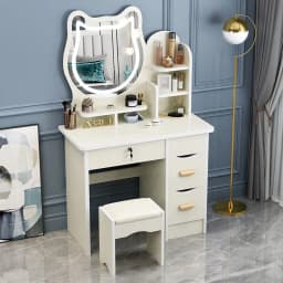 @#Wholesale Pink Dressing Table Modern High Quality Dresser Set Small Vanity Girl Designer Makeup Table Lighted Mirror Bedroom